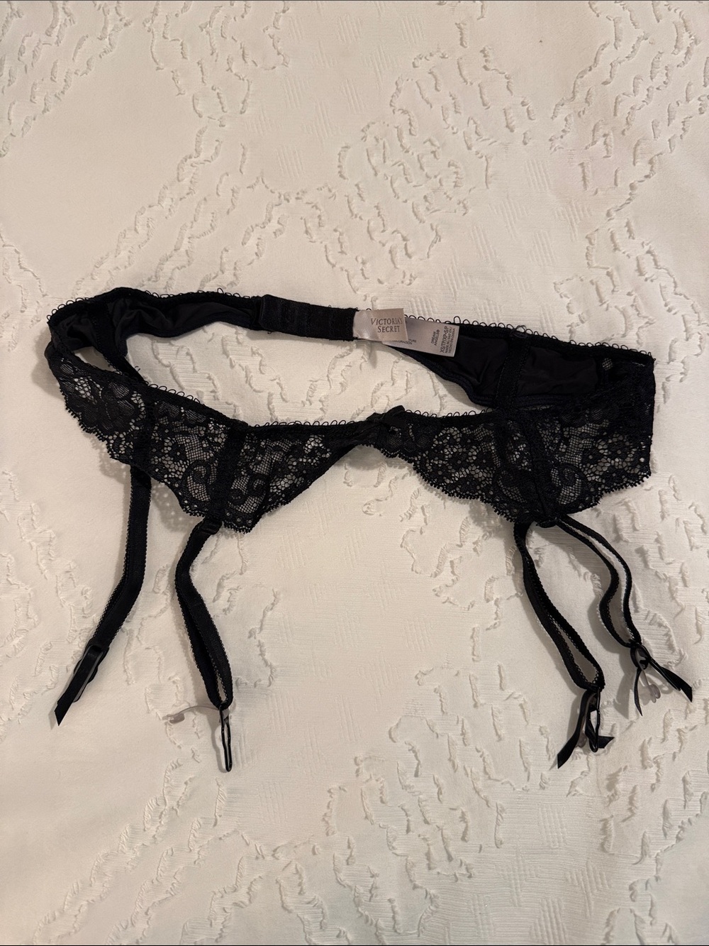 Victoria's Secret Dream Angels Black Lace Garter Belt with Adjustable Straps